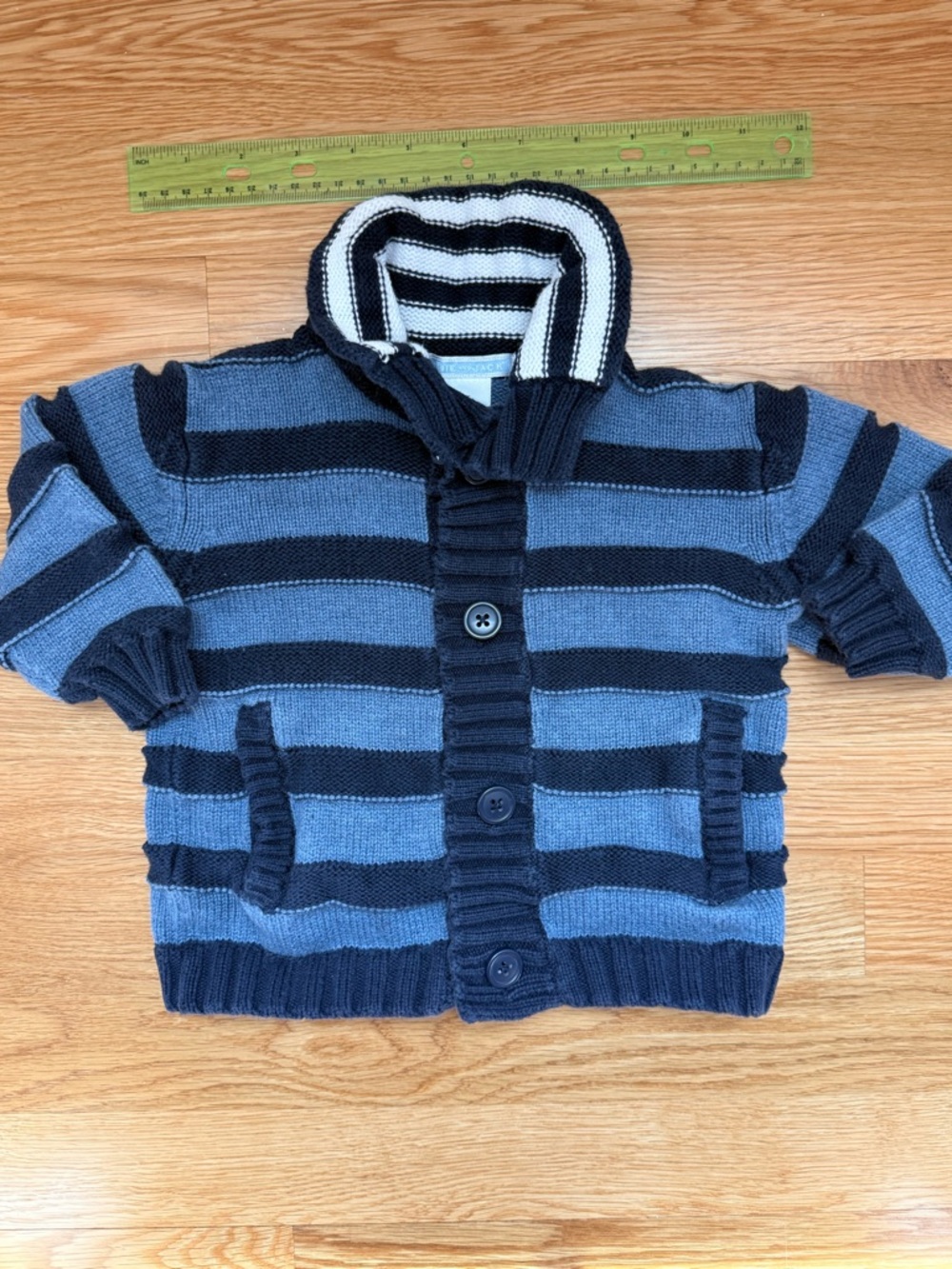 Janie and Jack Striped Knit Baby Cardigan - Blue & Navy (12-18 months)